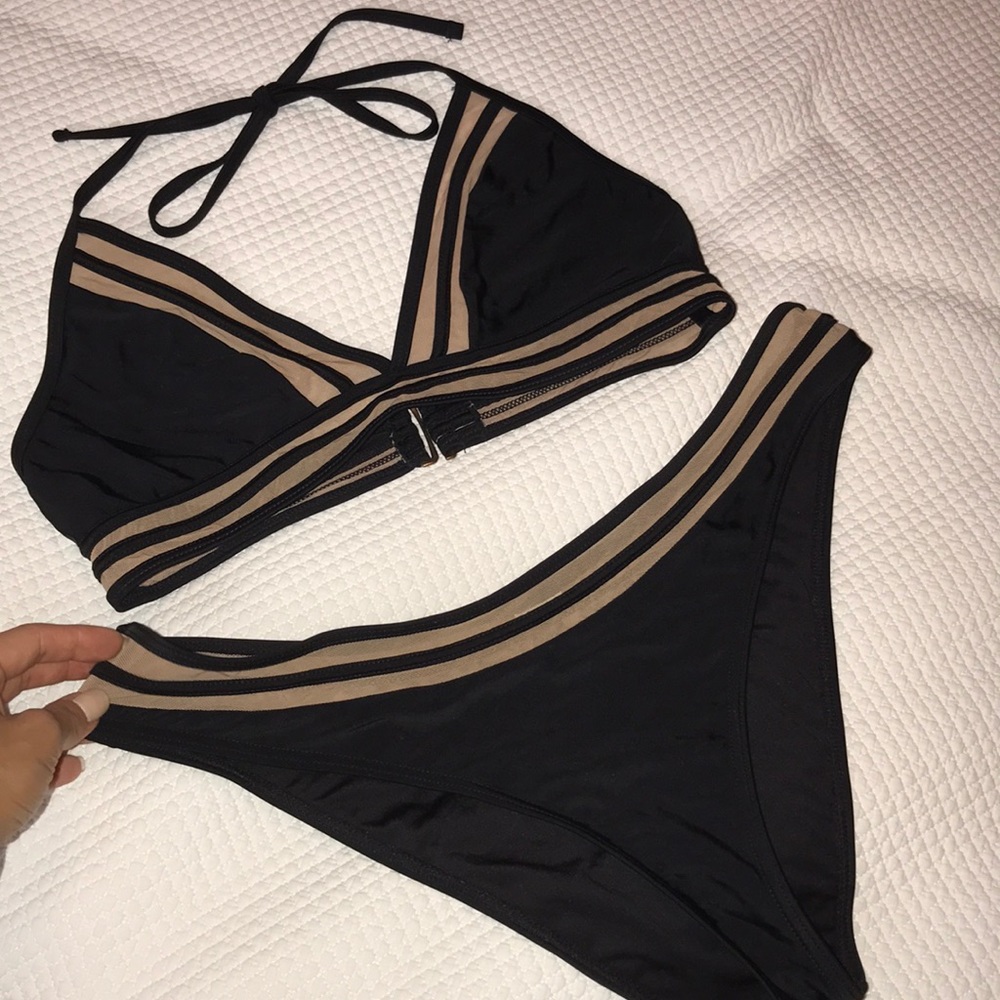 Forever 21 Black/Nude Mesh Bikini